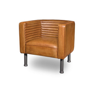 traditional armchair / leather / brown / contract