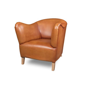 traditional armchair / leather / black / gray