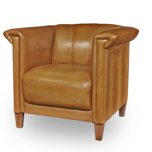 Art Deco armchair / leather / tilting / brown