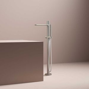 brushed stainless steel bathtub mixer set