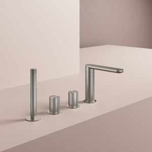 brushed stainless steel bathtub mixer set