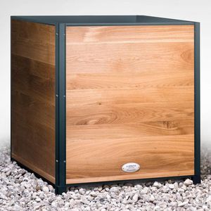 wooden planter / steel / square / cube