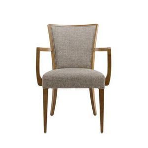 contemporary visitor chair / with armrests / upholstered / wooden