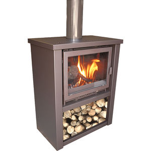 wood heating stove / classic / steel / glass