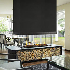 gas fireplace / contemporary / closed hearth / central
