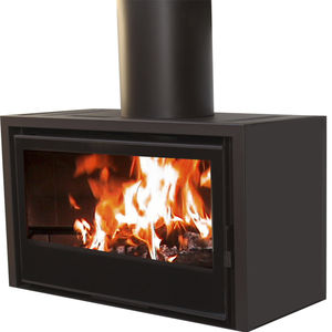 wood-burning fireplace / contemporary / closed hearth / free-standing