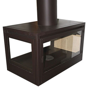 wood-burning fireplace / classic / closed hearth / 3-sided