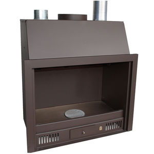 wood-burning fireplace / contemporary / open hearth / free-standing
