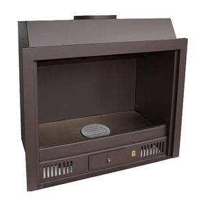 wood-burning fireplace / contemporary / open hearth / free-standing
