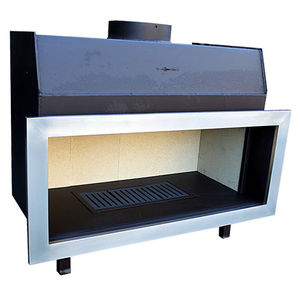 wood-burning fireplace / contemporary / closed / free-standing