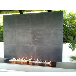 gas fireplace / contemporary / open hearth / central
