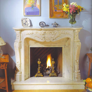 classic fireplace / open hearth / free-standing / marble