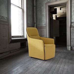 contemporary armchair / fabric / gray / yellow