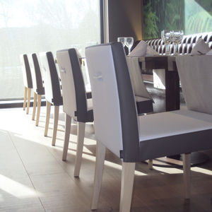 contemporary chair / upholstered / with removable cover / fabric