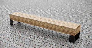 public bench / contemporary / hardwood / metal