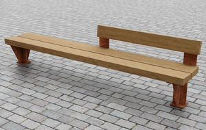 public bench / contemporary / wooden / COR-TEN® steel