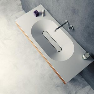 wall-mounted washbasin / rectangular / Solid Surface / contemporary