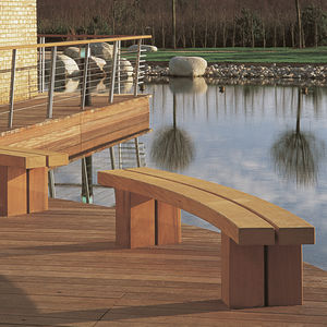 Public Bench Contemporary Wooden Galvanized Steel Lime