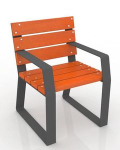 contemporary chair / with armrests / sled base / pine