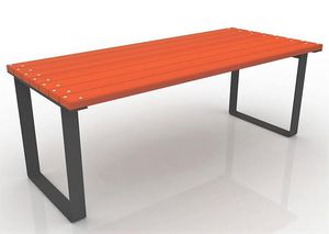 contemporary table / pine / painted steel base / rectangular