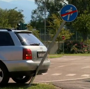 floor-standing road sign