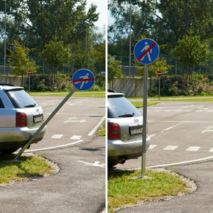 floor-standing road sign
