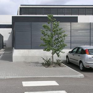 public space fence / for industrial applications / louvered / galvanized steel