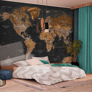 contemporary wallpaper / map / 3D effect / non-woven