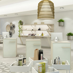 modular cashier counter / wooden / for shops / pharmacy