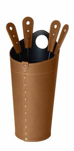 leather fireplace set