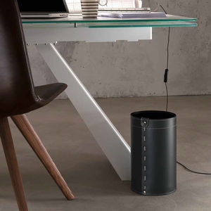 leather waste paper basket