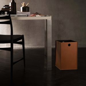 leather waste paper basket