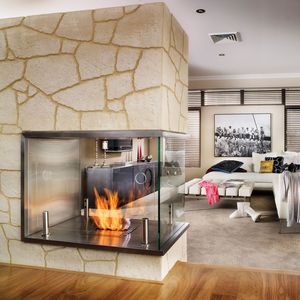 bioethanol fireplace / contemporary / closed hearth / 3-sided