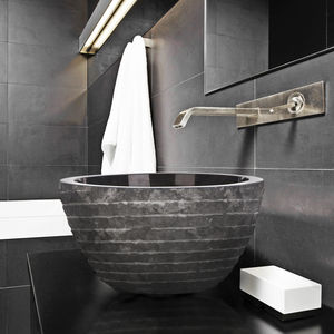 countertop washbasin / round / marble / contemporary