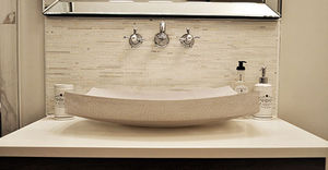 countertop washbasin / square / marble / contemporary