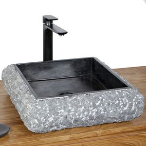 countertop washbasin / square / marble / contemporary