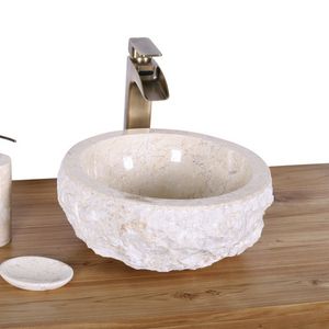 countertop hand basin / round / marble