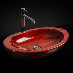countertop washbasin / oval / wood / contemporary