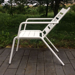 contemporary chair / with armrests / powder-coated steel / contract