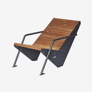 public bench / contemporary / pine / galvanized steel