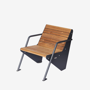 public bench / contemporary / pine / galvanized steel