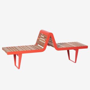 public bench / contemporary / pine / galvanized steel