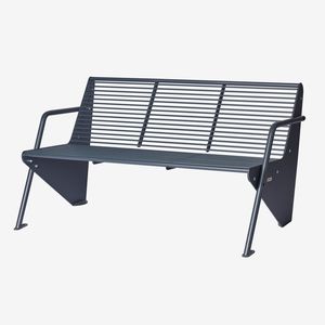 public bench / contemporary / wooden / galvanized steel
