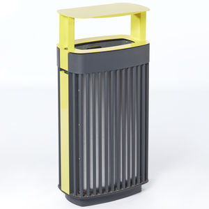 public trash can / galvanized steel / powder-coated steel / for public spaces