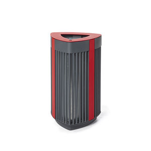 public trash can / galvanized steel / powder-coated steel / for public spaces