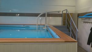 above-ground swimming pool / stainless steel / for wellness center / indoor