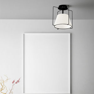 contemporary ceiling light / round / metal / fabric