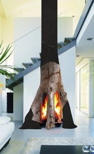 wood-burning fireplace / original design / open hearth / free-standing