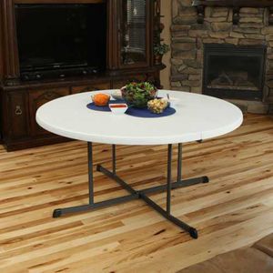 contemporary table / high-density polyethylene (HDPE) / powder-coated steel base / round