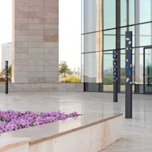 contemporary light column / stainless steel / cast aluminum / PMMA